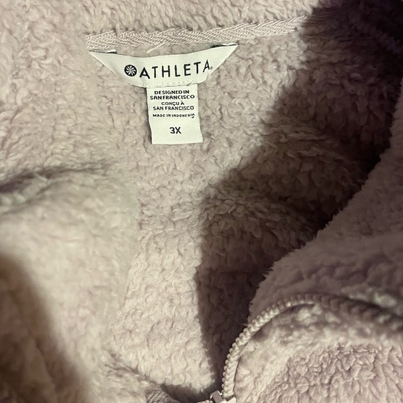 NWT Athleta Tugga Sherpa Jacket 3X 24W 26W Shasta Purple Zip Pockets Rib Trim - Picture 4 of 4